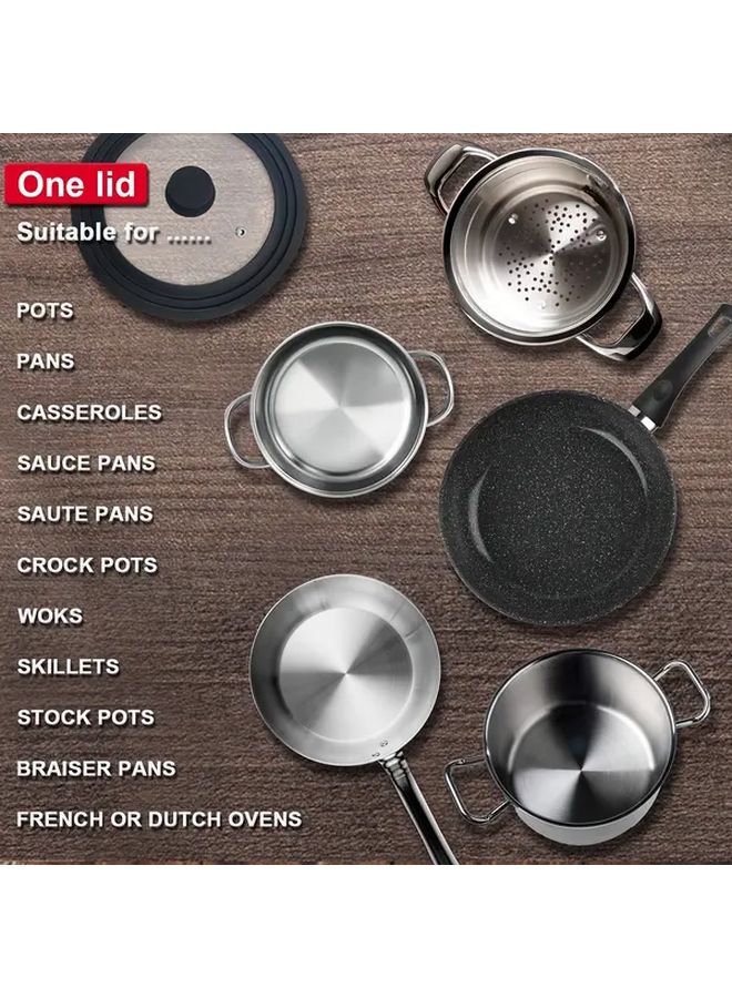 Heat Resistant Universal Lid for Pots and Pans 6 5 7 8 Inch Black Tempered Glass - Image 2