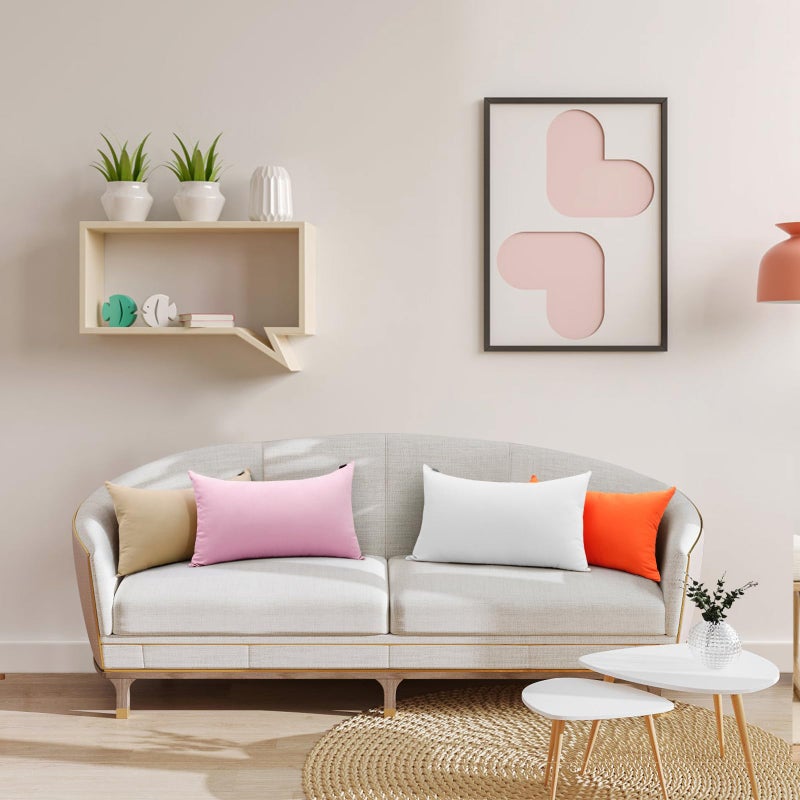 Thmyo 2 Pack 100% Cotton Lumbar Comfortable Solid Decorative Throw Pillow Case Rectangle Cushion Cover Pillowcase Sublimation Blank Pillow Covers DIY Throw Pillowcase(12x20 inch/30x50cm  Pink) - Image 3