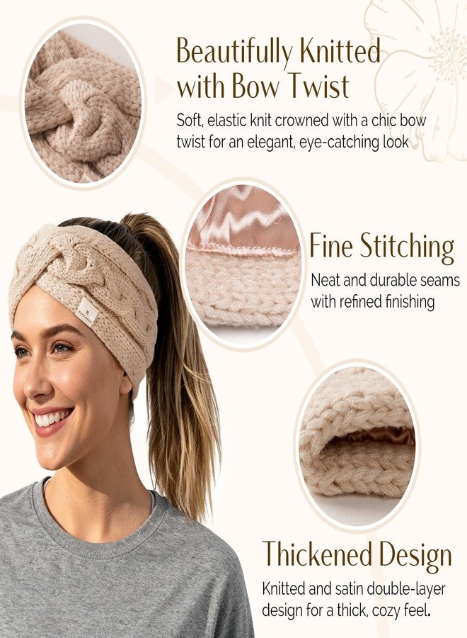 يانيبست عصابة رأس ياني بيست ناعمة قابلة للتمدد للنساء، مبطنة بالساتان، تدفئة للأذنين، مناسبة للرجال والنساء، لون كاكي - Image 3