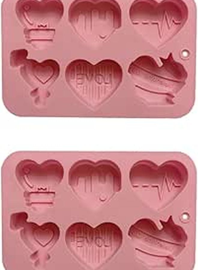 2 Piece Heart Shaped Silicone Mold For Candy Biscuit Fondant Cake Candle Ice Baking Tool - Image 1