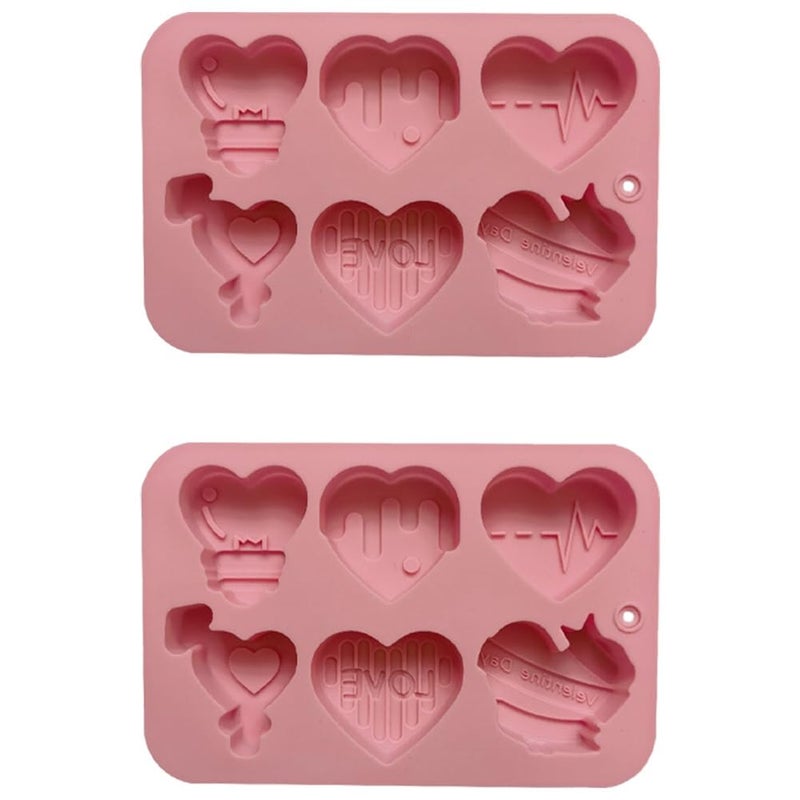 2 Piece Heart Shaped Silicone Mold For Candy Biscuit Fondant Cake Candle Ice Baking Tool - Image 2