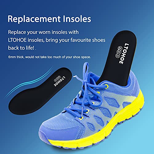 LTOHOE Memory Foam Insoles for Women, Replacement Shoe Inserts for Work Boot, Running Shoes, Hiking Shoes, Sneaker, Cushion Shoe Insoles Shock Absorbing for Foot Pain Relief, Comfort Inner Soles Black US 8 - Image 5