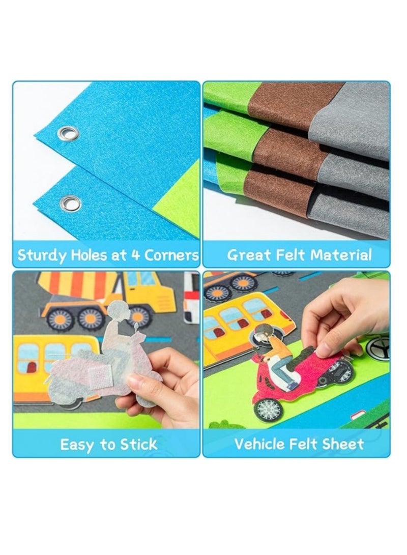 Felt Learning Board for Infants and Toddlers, Early Education Training Wall Decal, Educational Toy, Urban Vehicles Set  - Image 3