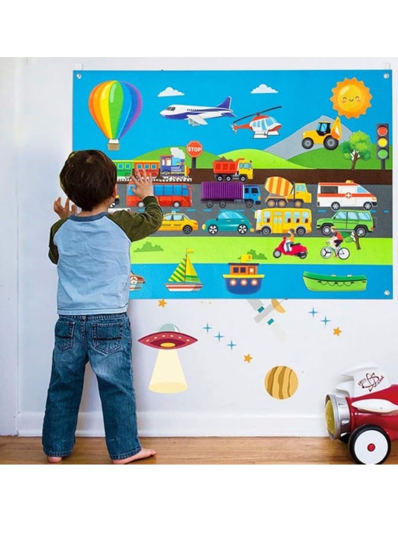 Felt Learning Board for Infants and Toddlers, Early Education Training Wall Decal, Educational Toy, Urban Vehicles Set  - Image 5