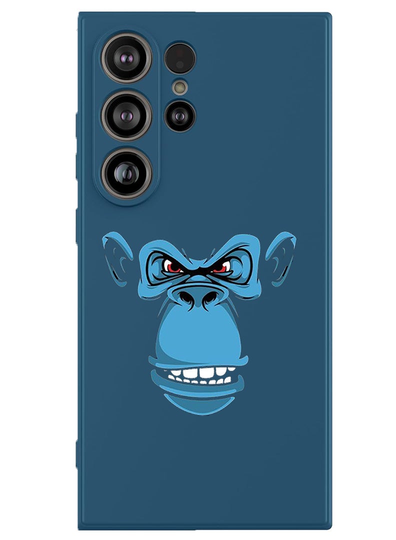Theodor Protective Slim Fit Case Liquid Silicone Cover with Full Body Protection Anti-Scratch Shockproof Case For Samsung Galaxy S25 Ultra (Blue) - Blue monkey face - Image 1