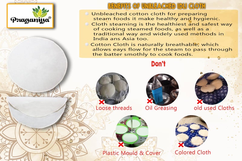 PRAGANIYA Cotton Idli Cloth, 8 Pieces, Suitable for 4, 5, 7 Pit Idli Plate, Momos Steaming - Image 4