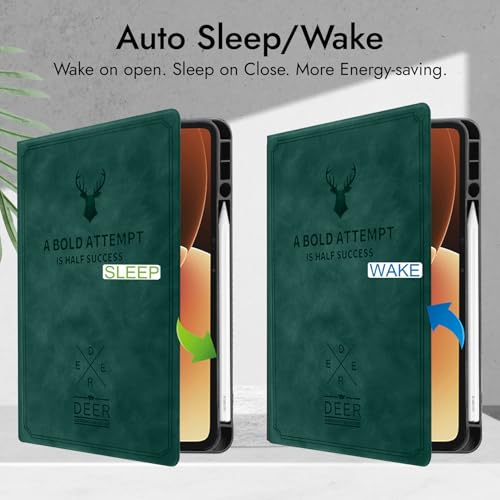 Robustrion Cover for Xiaomi Pad 8/8 Pro/Xiaomi Pad 7/7 Pro 11.2 inch Cover Case with [Pencil Holder], Deer Pattern Flip Case Cover for Mi Pad 7/8 Cover [Auto Sleep Wake] - Dark Green - Image 3