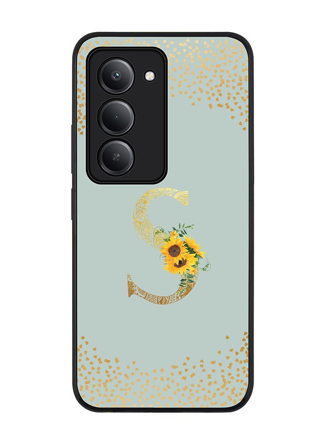 Stylizedd For Xiaomi Redmi 15 5G Case,Slim fit Camera Protection, Shockproof Thin Phone cover  - Custom Floral Monogram - S  (Light Grey ) - Image 1
