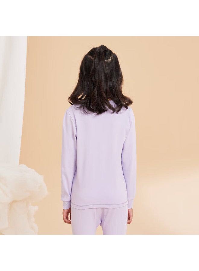 Red Bean Hongdou Children's Underwear Set, Pure Cotton Thin Style, For Boys And Girls, Autumn Clothes And Pants, All-cotton Sweater, M2002, Iceland Purple, 130 - Image 5