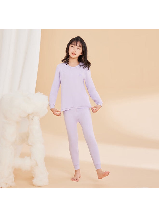 Red Bean Hongdou Children's Underwear Set, Pure Cotton Thin Style, For Boys And Girls, Autumn Clothes And Pants, All-cotton Sweater, M2002, Iceland Purple, 130 - Image 3