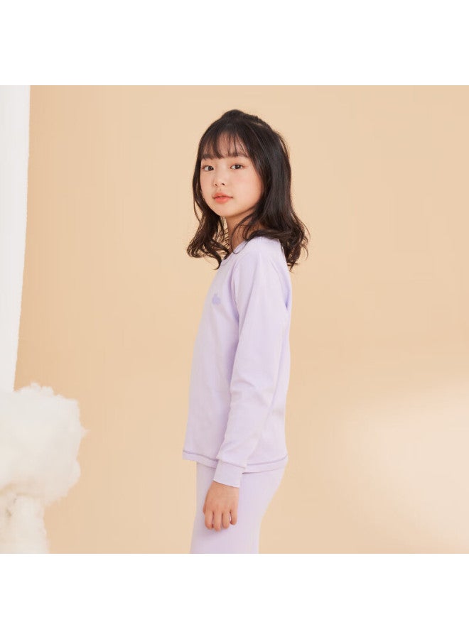 Red Bean Hongdou Children's Underwear Set, Pure Cotton Thin Style, For Boys And Girls, Autumn Clothes And Pants, All-cotton Sweater, M2002, Iceland Purple, 130 - Image 4
