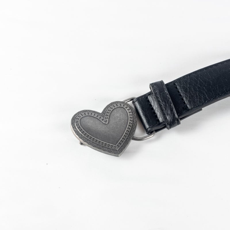The Black Pearl Accessories Oxidant Hearts Black Leather Waist Belt For Her - Image 2