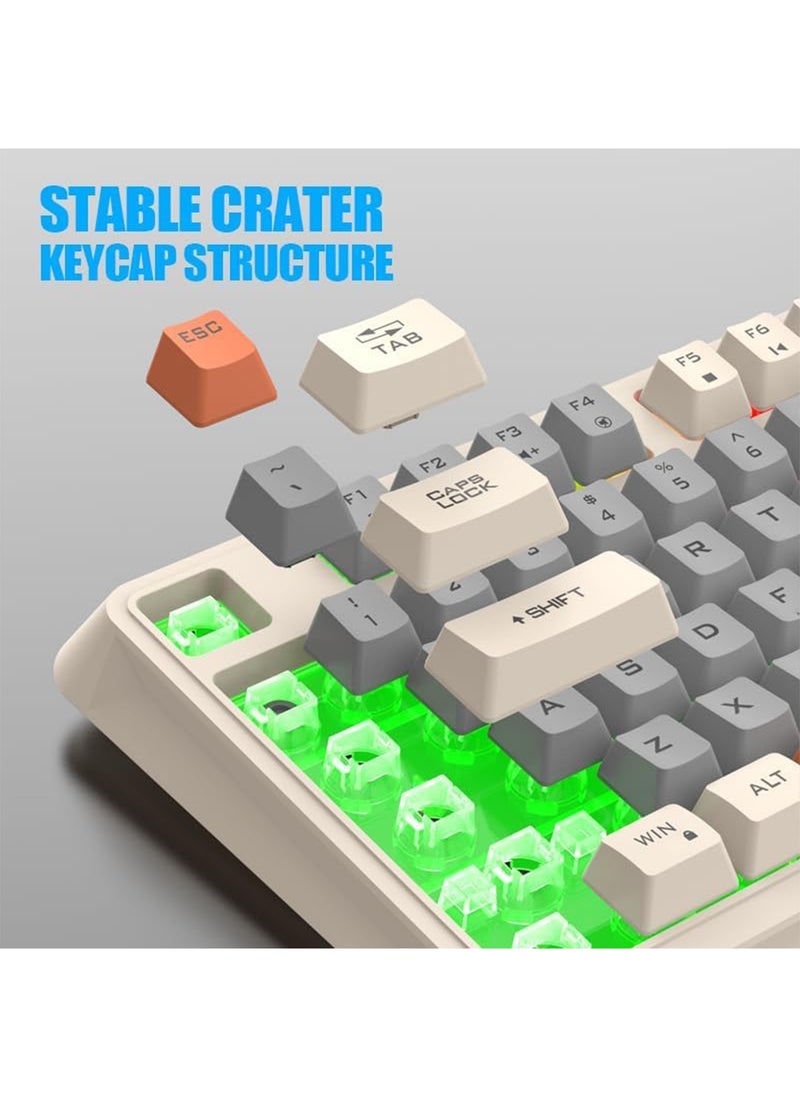 [Upgraded] Wired English Arabic Gaming Keyboard and Mouse Set, Silent Keyboard with Adjustable RGB Rainbow Backlit and Independent Volume Adjustment Knob Keyboard and Mouse for Games (Gray)