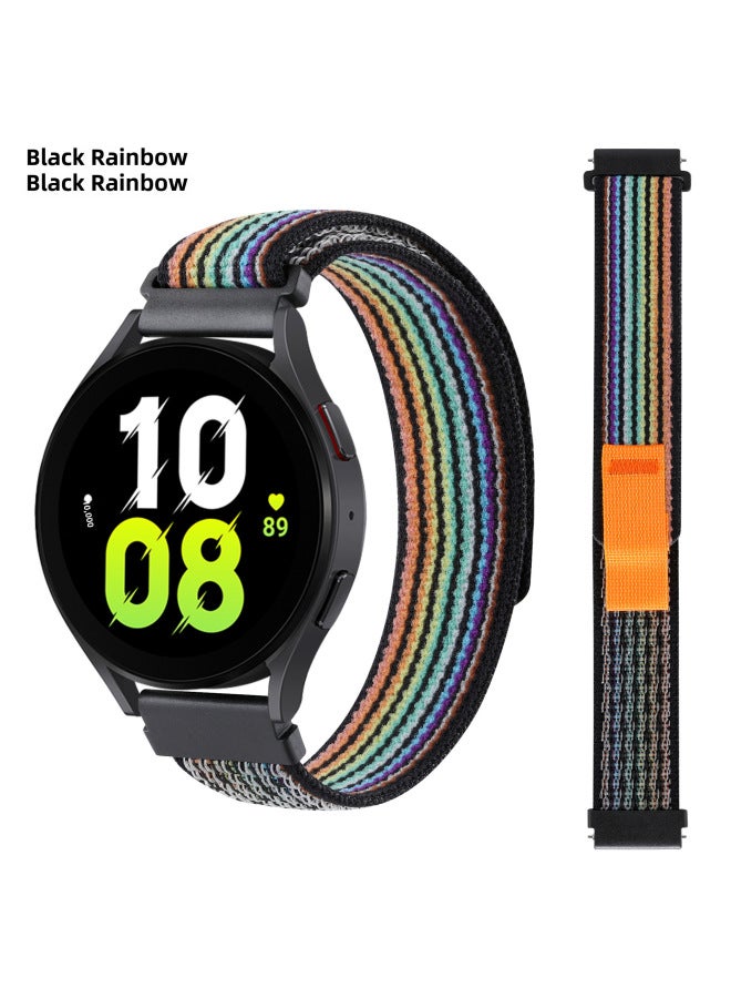 For Samsung Watch4/5/6 Strap Huawei Gt2/3 Strap 20mm/mm22 Wild Diameter Nylon Loop Strap-Color:6# Black Rainbow-Specifications:22mm  - Image 1