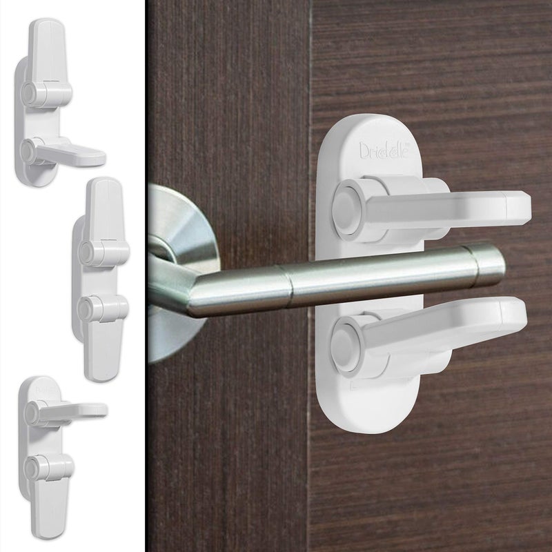 Driddle 3 Pack - Door Lever Baby Safety Lock - Baby Proofing - Prevent Little Kids from Opening Doors with A Child Proof Door Handle Lock - 3M Adhesive - Driddle - Image 1