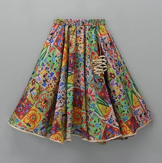 Naixa Girls Multicolor Digital Print Rayon Fabric Lehenga Choli with Dupatta Set | Ready to Wear Lehenga Choli Set | Lehenga Choli Set for Girls (SE52_7-8 YEAR) - Image 4