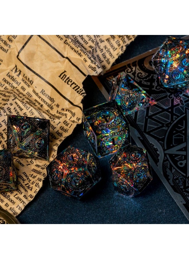 cusdie Cusdie Sharp Edges Dice DND, 7 PCs D&D Dice, Handcrafted Polyhedral Dice Set, for Role Playing Game Pathfinder (Black Pattern)  - Image 5