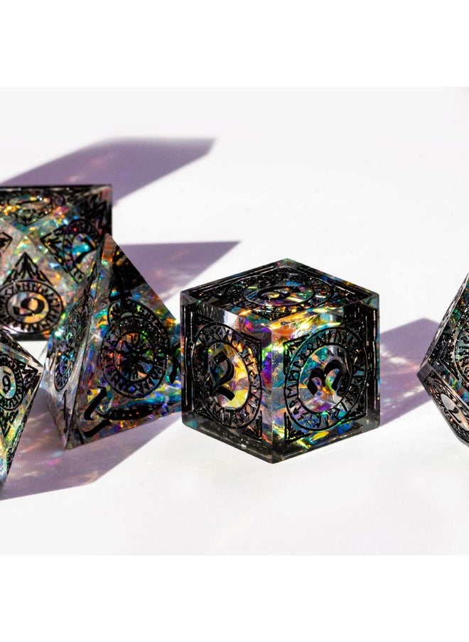 cusdie Cusdie Sharp Edges Dice DND, 7 PCs D&D Dice, Handcrafted Polyhedral Dice Set, for Role Playing Game Pathfinder (Black Pattern)  - Image 4