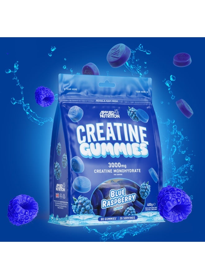 Applied Nutrition Creatine Gummies 3000mg Creatine Monohydrate Blue Raspberry 400g 80 Gummies 20 Servings Vegan Gluten Free Fitness Supplement - Image 2