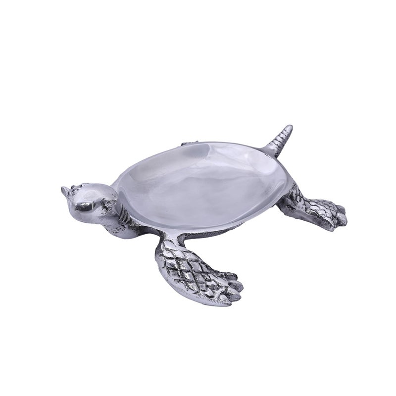 NATRIEL Handcrafted Silver Color TurtleShaped Decorative Bowl Decorative Aluminium Turtle Shpaed Bowl 8 in x 3 in - Image 4