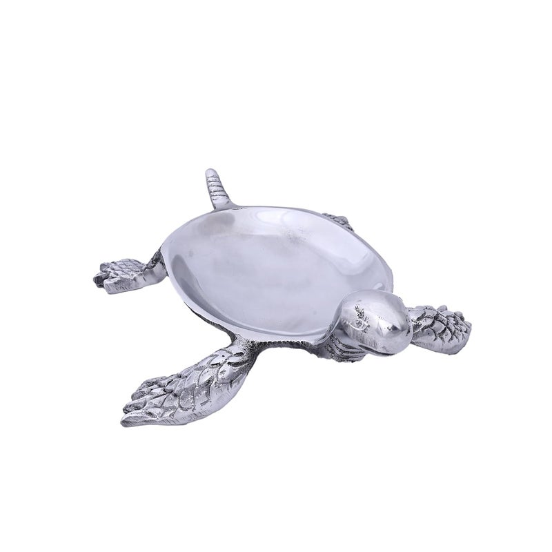 NATRIEL Handcrafted Silver Color TurtleShaped Decorative Bowl Decorative Aluminium Turtle Shpaed Bowl 8 in x 3 in - Image 3