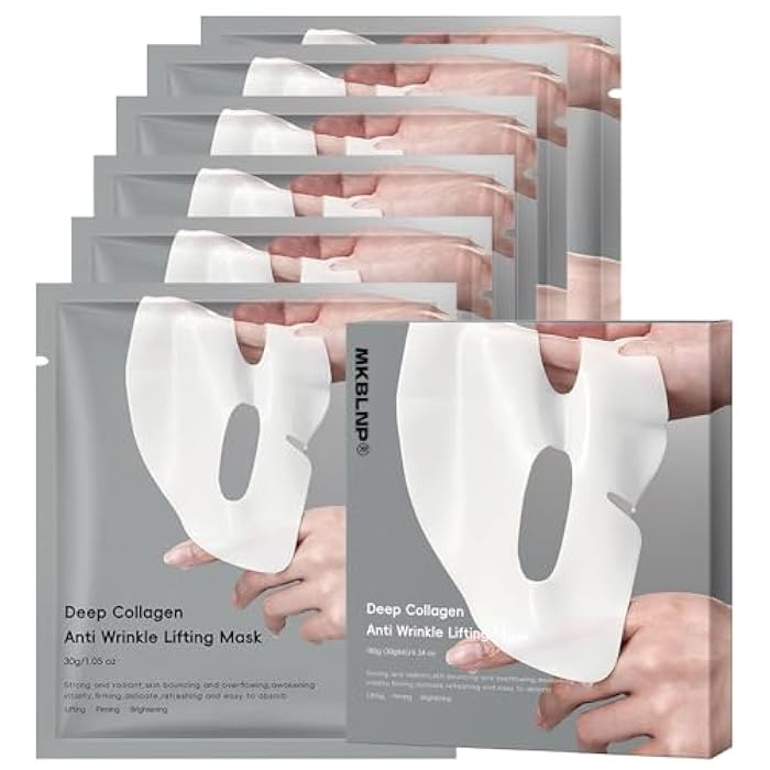 MKBLNP Collagen Face Mask Hydrating Overnight Collagen Face Mask (6 pcs/1 Box) Deep Collagen Anti Wrinkle Lifting Mask - Pure Collagen Films for Improve Elasticity Firming And Moisturizing - Image 1