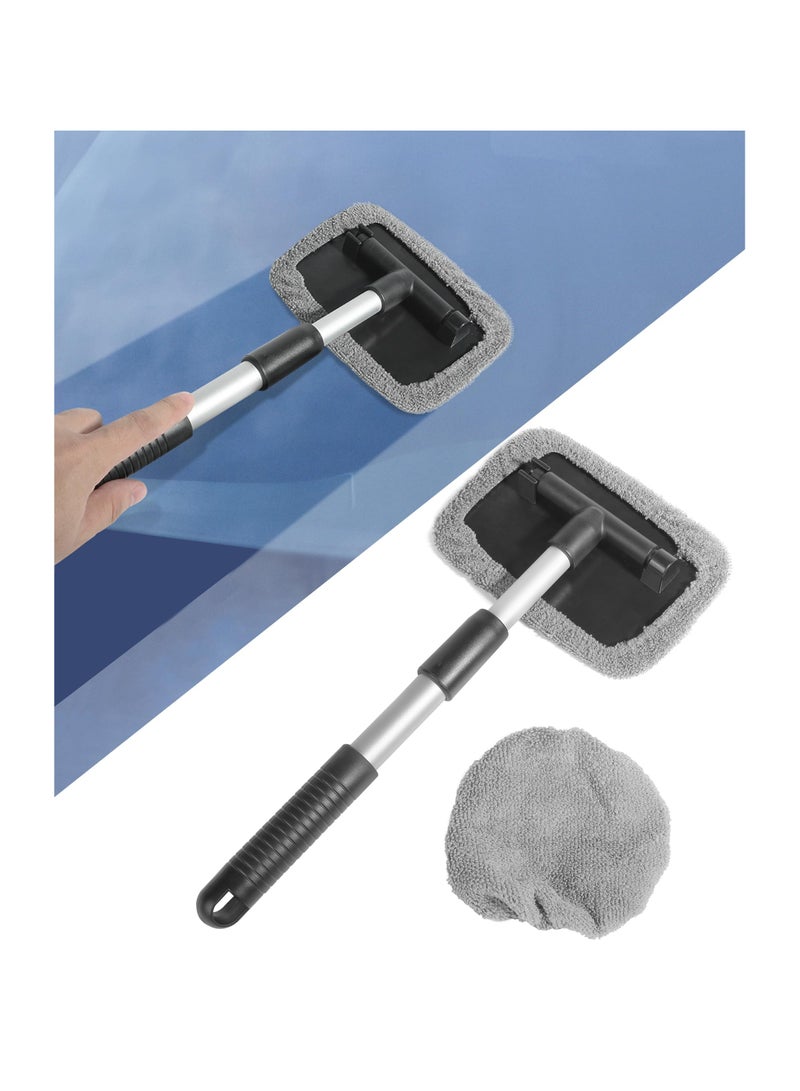 SOLARAE Windshield Cleaner, Windshield Cleaning Tool, Reusable Car Accessories Car Cleaning Tool with Microfiber Cloth and Extendable Handle, Fit for Cars, Suvs, Kitchens, Bathrooms, Windows, Televisions - Image 1