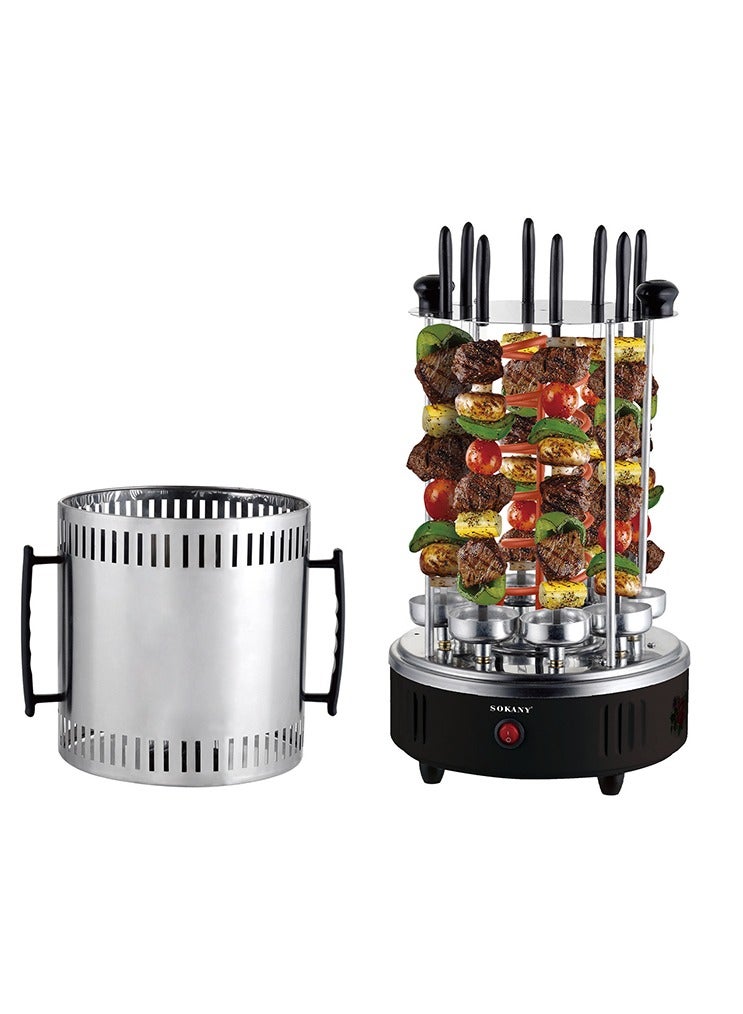 BBQ Electric Grill | 360° Rotating Oven | Automatic Timing | Stainless Steel | Smokeless Feature | 8 Long Skewers | High-Performance Heating | Easy Clean | Healthy Cooking | BBQ Burning Stove - Image 1