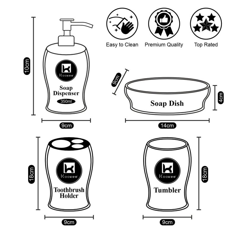Kookee Ceramic Bathroom Accessories Set of 4 Modern Bath Set with Liquid handwash Soap Dispenser and Toothbrush Holder Luxury Gift Accessory for Home WhiteSilverGold 10102 - Image 5