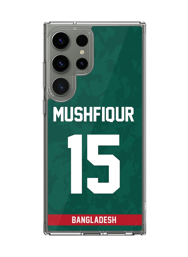 Stylizedd Classic Clear Case for Samsung Galaxy S23 Ultra ,Hybrid Soft Cover - Team Bangladesh Mushfiqur Rahim, Jersey No 15 - Image 1