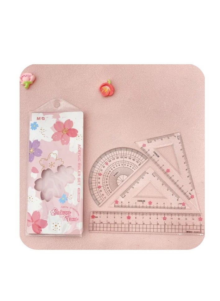 M&G M&G Chenguang Cherry Blossom Sakura Rain 15cm Ruler set 15cm - No:ARL960Y4  - Image 3