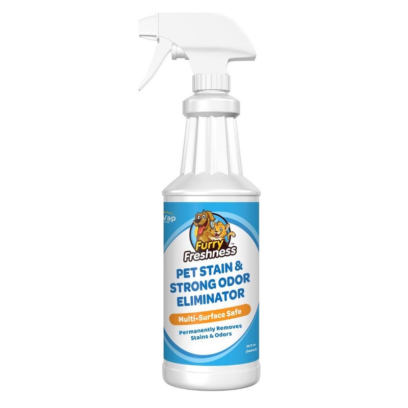 FurryFreshness Extra Strength Cat or Dog Pee Stain & Permanent Odor Remover + Smell Eliminator -Removes Stains from Pets & Kids Including Urine or Blood- Lifts Old Carpet Stains- 32oz Spray - Image 1