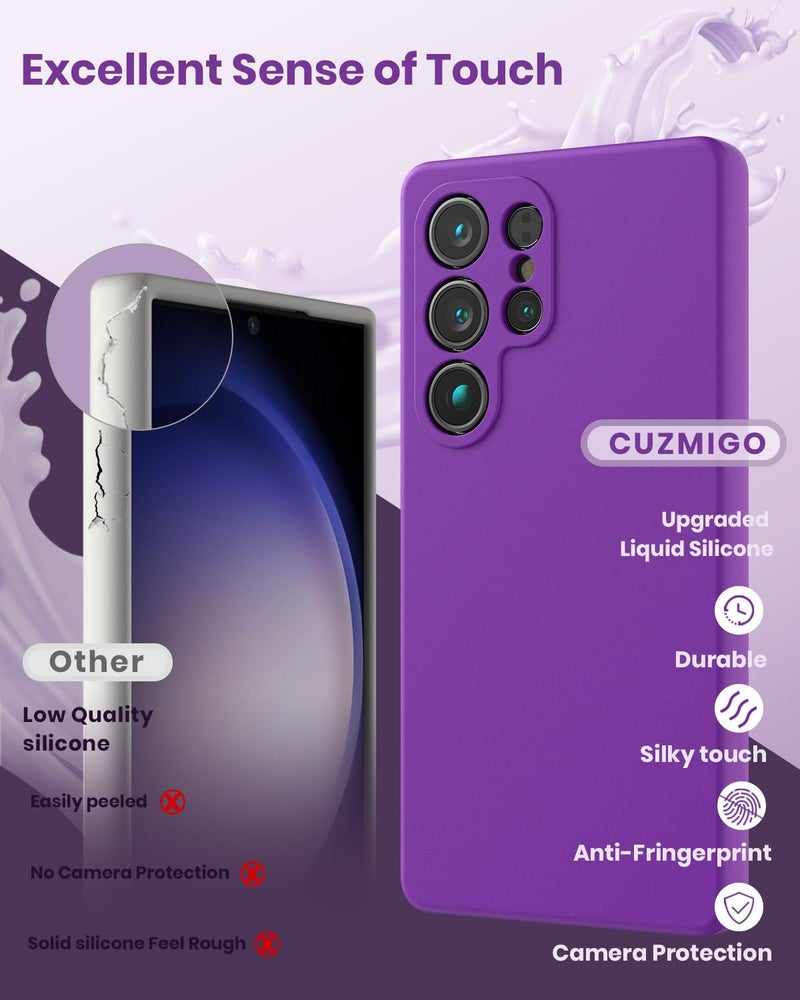CUZMIGO Silicone Case for Samsung Galaxy S25 Ultra, Soft Slim Liquid Silicone Phone Case with Anti-Scratch Microfiber Lining, Camera Cover Protection with Cute Color Variety, Purple - Image 3