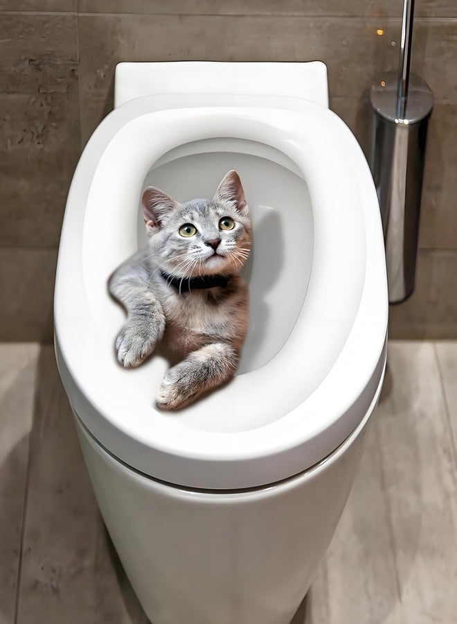 Kryoflare Cute Cat Toilet Stickers, Cat Waterproof Self-Adhesive Removable Toilet Lid Decal Waterproof for Bathroom Decoration, Lid and Tank Covers Accessories, Funny Seat Decals Bathroom Decoration, 30cm - Image 1