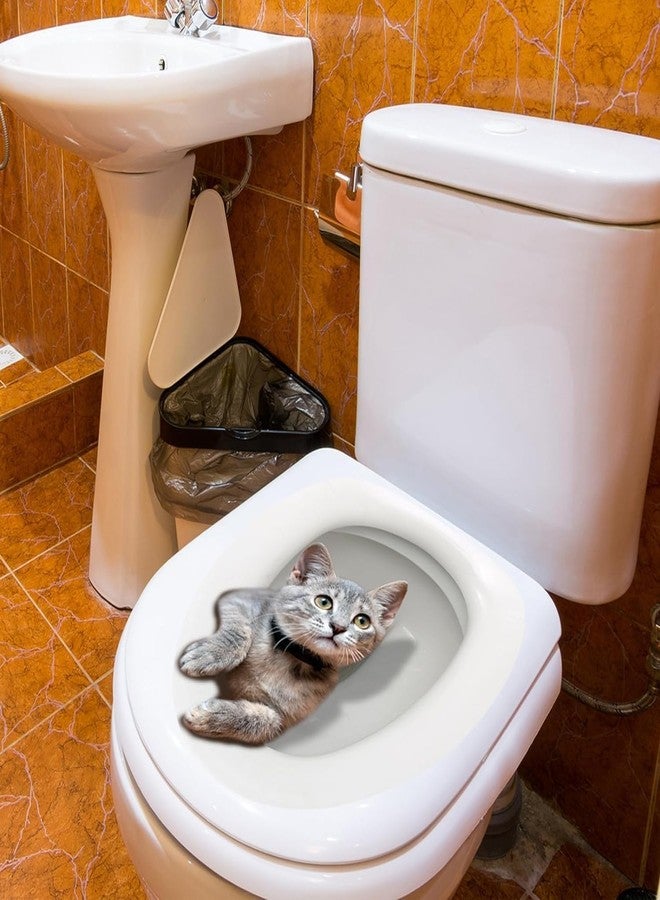 Kryoflare Cute Cat Toilet Stickers, Cat Waterproof Self-Adhesive Removable Toilet Lid Decal Waterproof for Bathroom Decoration, Lid and Tank Covers Accessories, Funny Seat Decals Bathroom Decoration, 30cm - Image 2