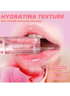QiBest 4Pcs Fruit Lip Oil Set Avocado Strawberry Grape and Peach Soft and Moist Lips Hydrating Lip Glow Oil Plumping Glass Finish Moisturizing Lip Gloss Lip Tint Fruit Extract Lip Oil  - Image 2