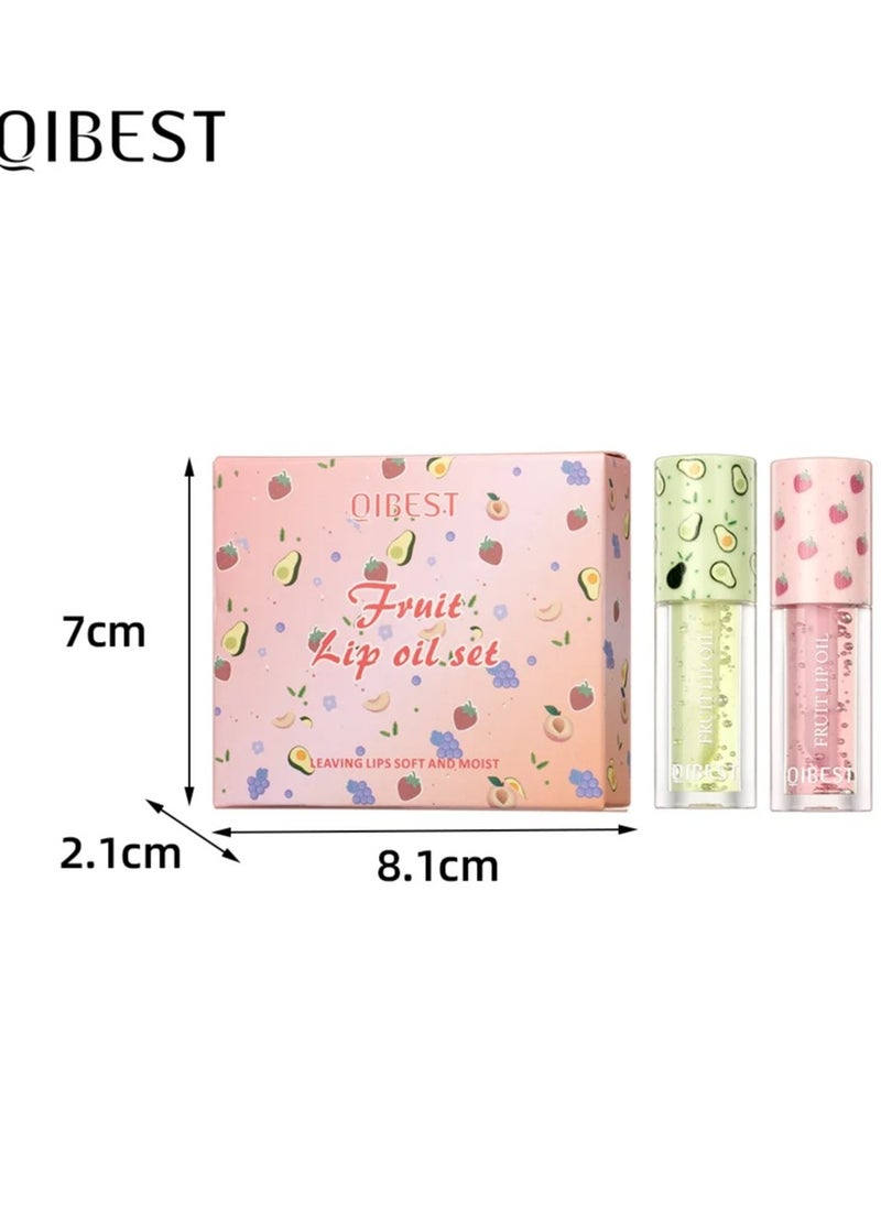 4Pcs Fruit Lip Oil Set Avocado Strawberry Grape and Peach Soft and Moist Lips Hydrating Lip Glow Oil Plumping Glass Finish Moisturizing Lip Gloss Lip Tint Fruit Extract Lip Oil