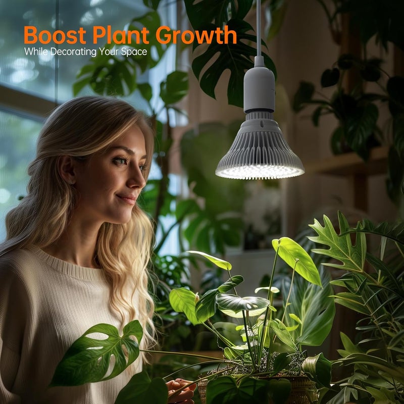 Bstrip Hanging Grow Lights for Indoor Plants, 25W Full Spectrum, White Plant Light Bulb with Timer, 16.4FT Power Cord, 5000K, Pendant or Ceiling Installation, Perfect for Tall Plants, and Plant Shelf - Image 2