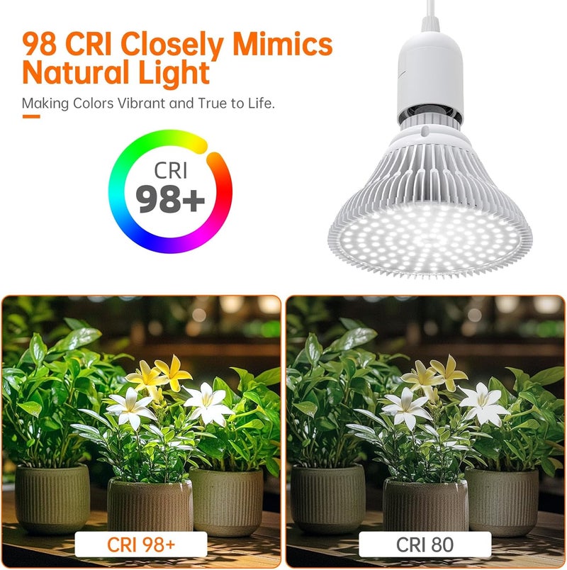 Bstrip Hanging Grow Lights for Indoor Plants, 25W Full Spectrum, White Plant Light Bulb with Timer, 16.4FT Power Cord, 5000K, Pendant or Ceiling Installation, Perfect for Tall Plants, and Plant Shelf - Image 5