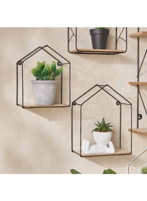 Sera 2-Piece Metal Wall Shelf with MDF Board Set 20 x 25.5 x 10 cm