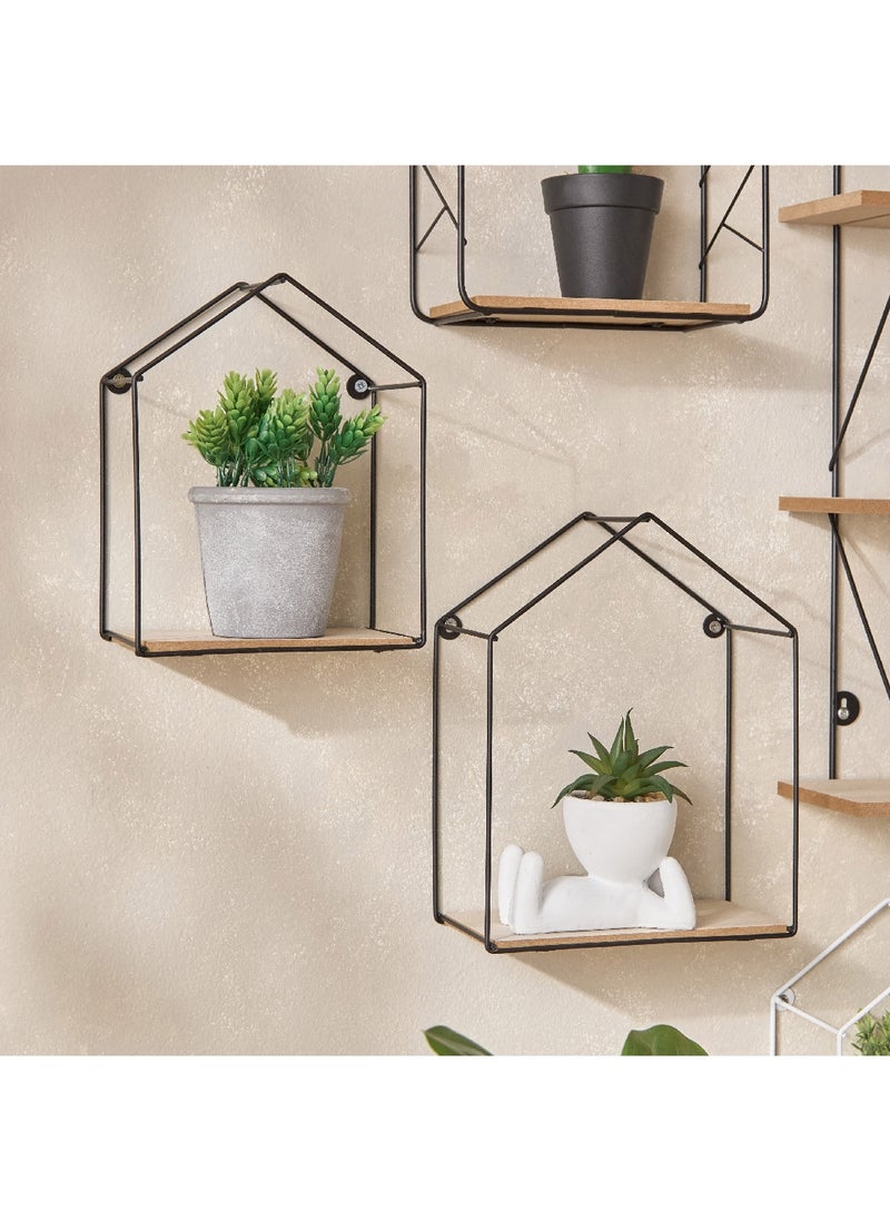 Home Box Sera 2-Piece Metal Wall Shelf with MDF Board Set 20 x 25.5 x 10 cm  - Image 1