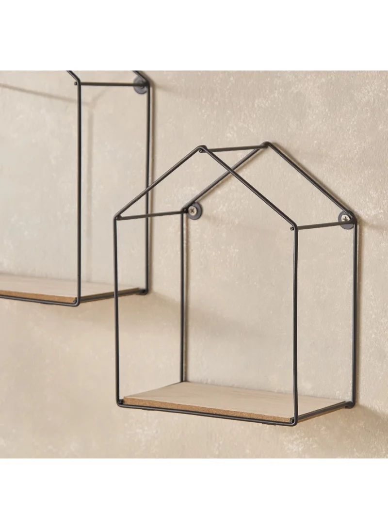 Home Box Sera 2-Piece Metal Wall Shelf with MDF Board Set 20 x 25.5 x 10 cm