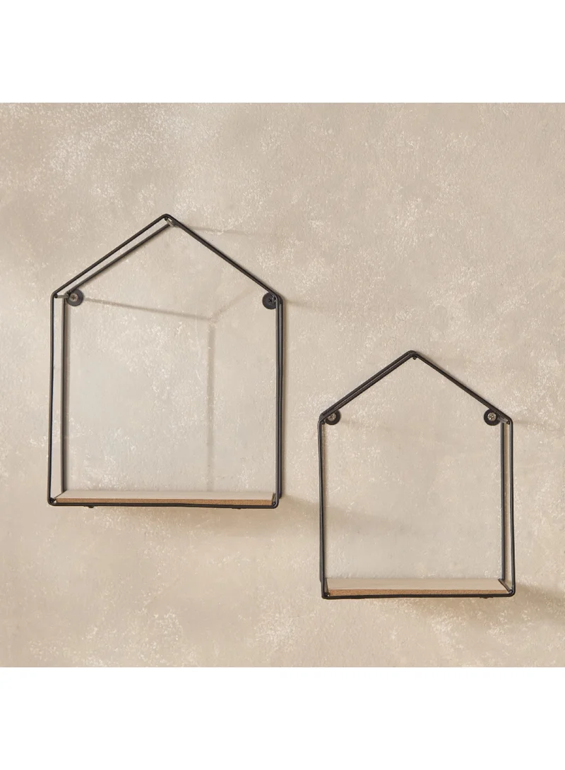 Home Box Sera 2-Piece Metal Wall Shelf with MDF Board Set 20 x 25.5 x 10 cm