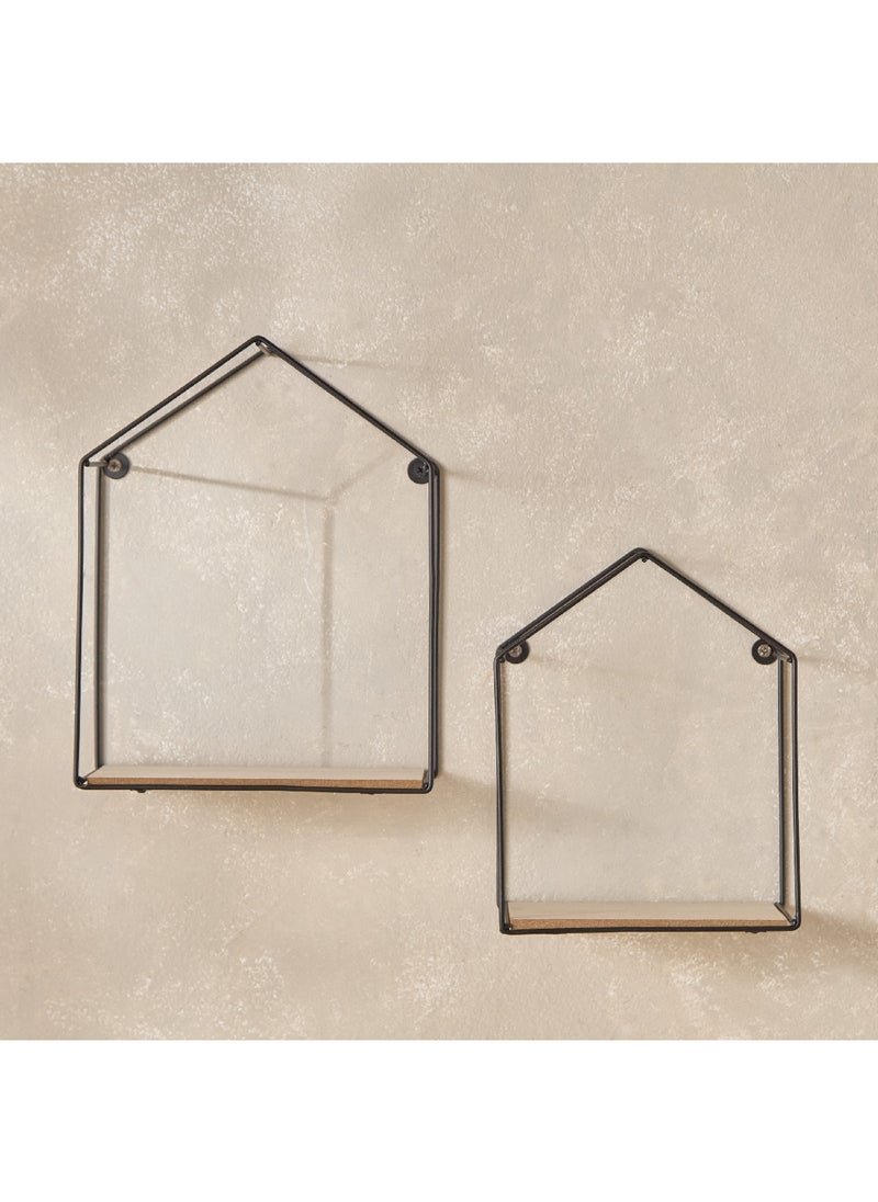 Home Box Sera 2-Piece Metal Wall Shelf with MDF Board Set 20 x 25.5 x 10 cm  - Image 2