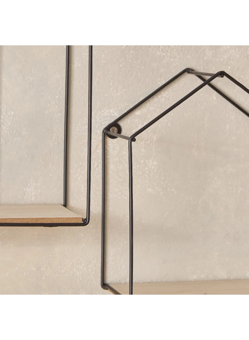 Home Box Sera 2-Piece Metal Wall Shelf with MDF Board Set 20 x 25.5 x 10 cm