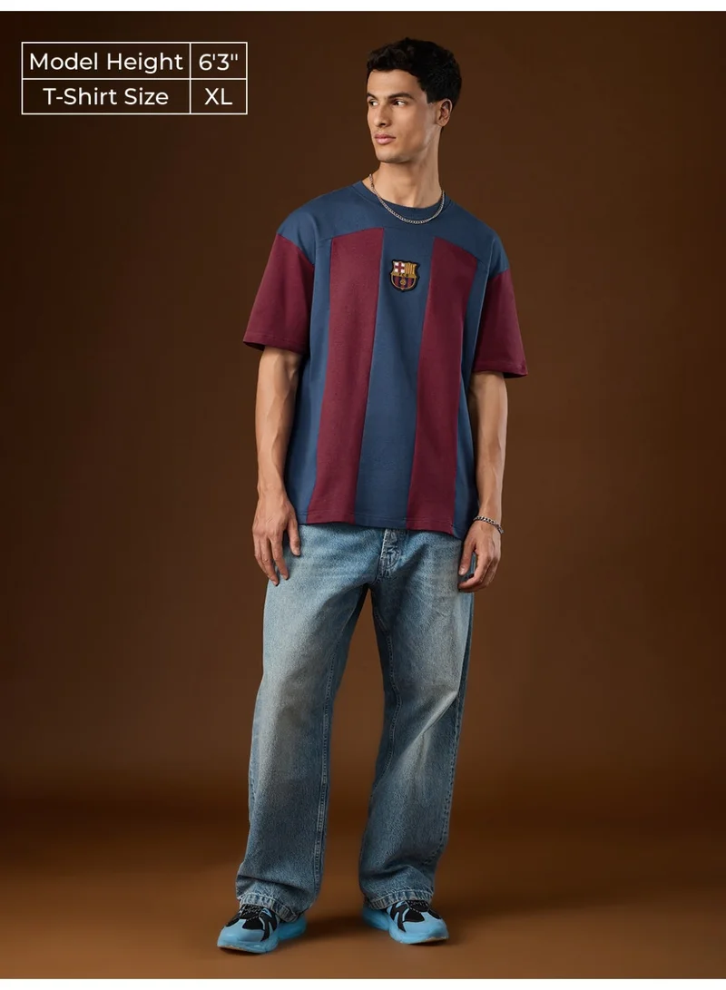 The Souled Store The Souled Store FCB: Number 10 Men and Boys Short Sleeves Round Neck Embroidered Cotton Oversized Lightweight Casual Streetwear Comfortable All-Season T-Shirt