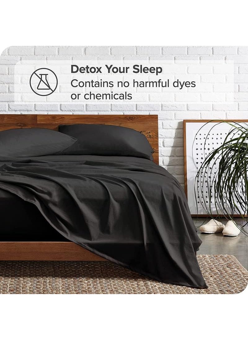 Edenwald Edenwald Bed Sheet Single Size Cotton Pure Egyptian Cotton Single Size BedSheet with Pillow Cover Solid Charcoal 600 Thread Count Stain Resistant Skin Friendly Organic Cotton  - Image 4