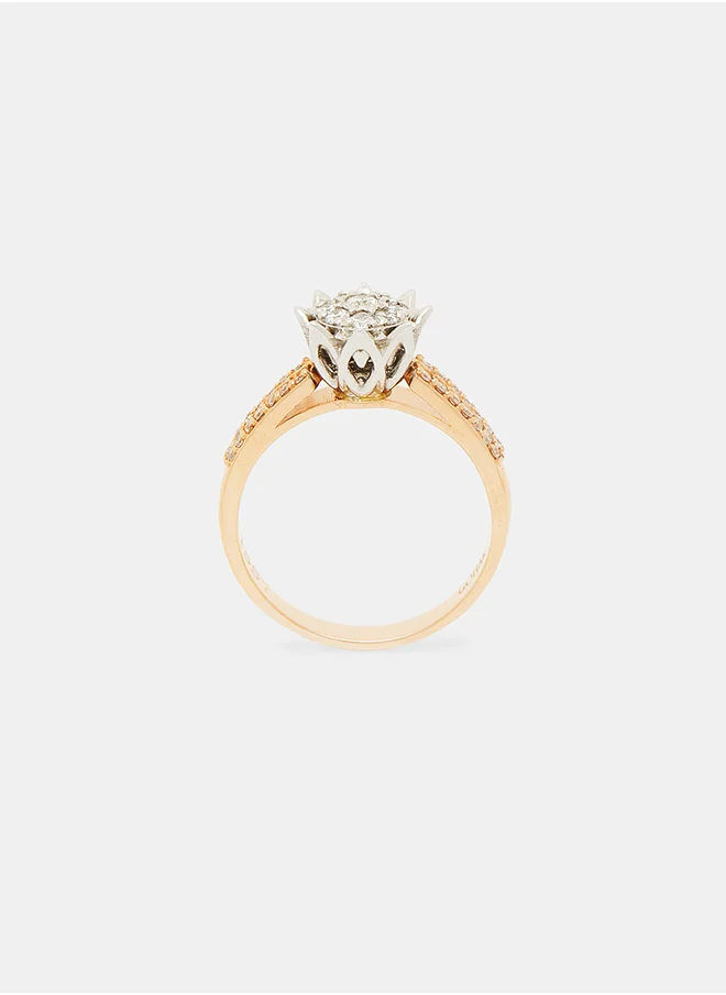 أناكا 18Kt Rose+White Gold Ring Studded with Natural Diamonds