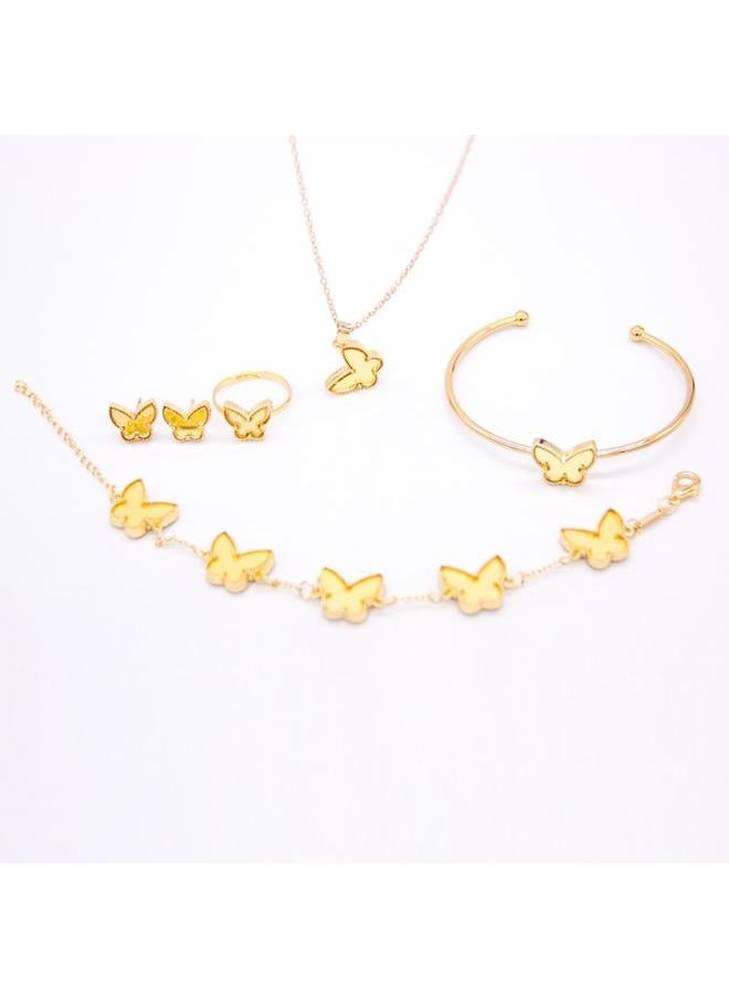 NIBEMINENT Cdd Butterfly Bracelet Five-piece Set Of Four-leaf Clover Necklace 202 New Explosions 