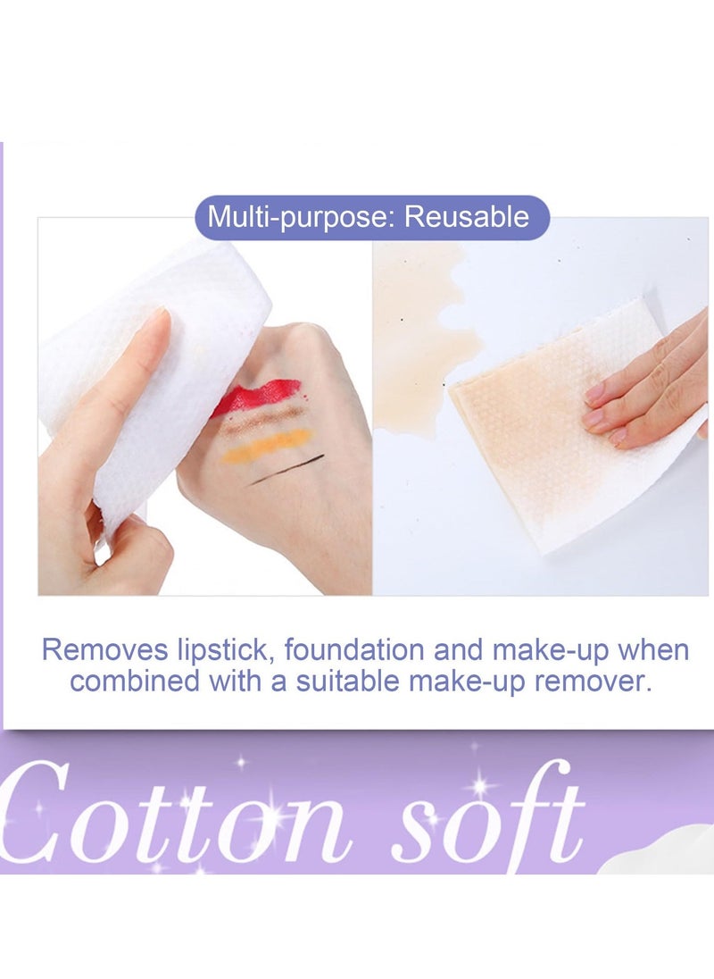 Face Clean Towels, 100 Count Disposable Biodegradable Soft Dry Wipes for Sensitive Skin, Lint Free Facial Tissue for Cleansing, Skincare and Makeup Remover, Dry Wipes - Image 3